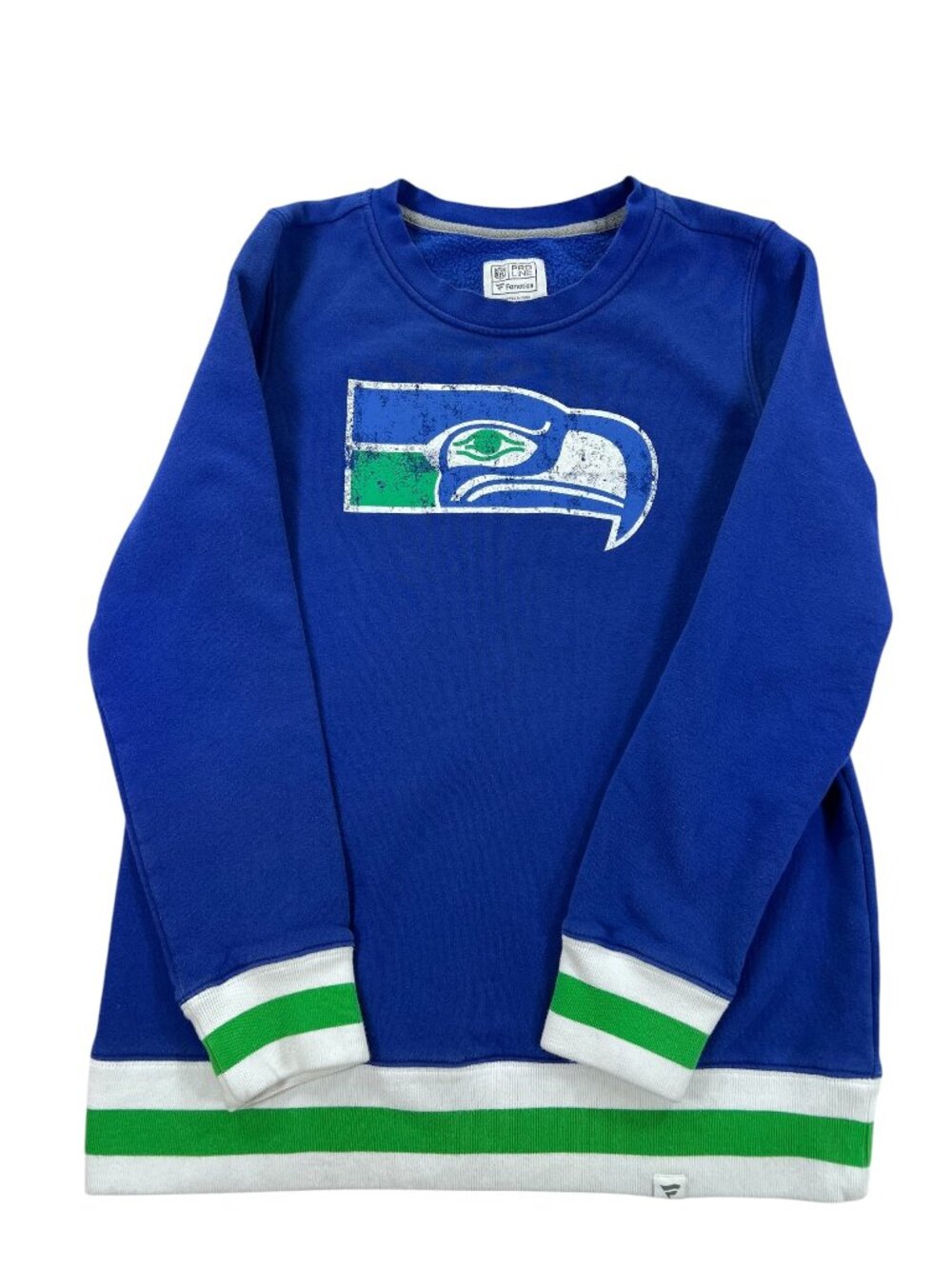 Fanatics NFL Pro Line Seattle Seahawks Throwback Logo Crewneck Sweatshirt Size M